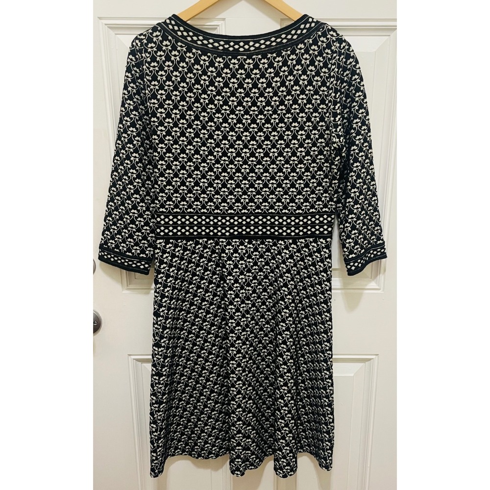 Max Studio Knit Dress Black White‎ Patterned 3/4 Sleeve Career Casual L - Picture 4 of 4